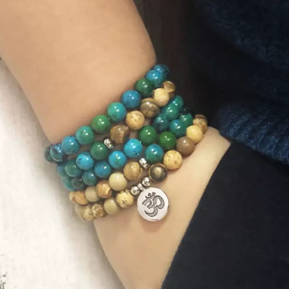 Beautiful natural Chrysocolla and desert Jasper Mala Reiki Charged✨ - Picture 2 of 8